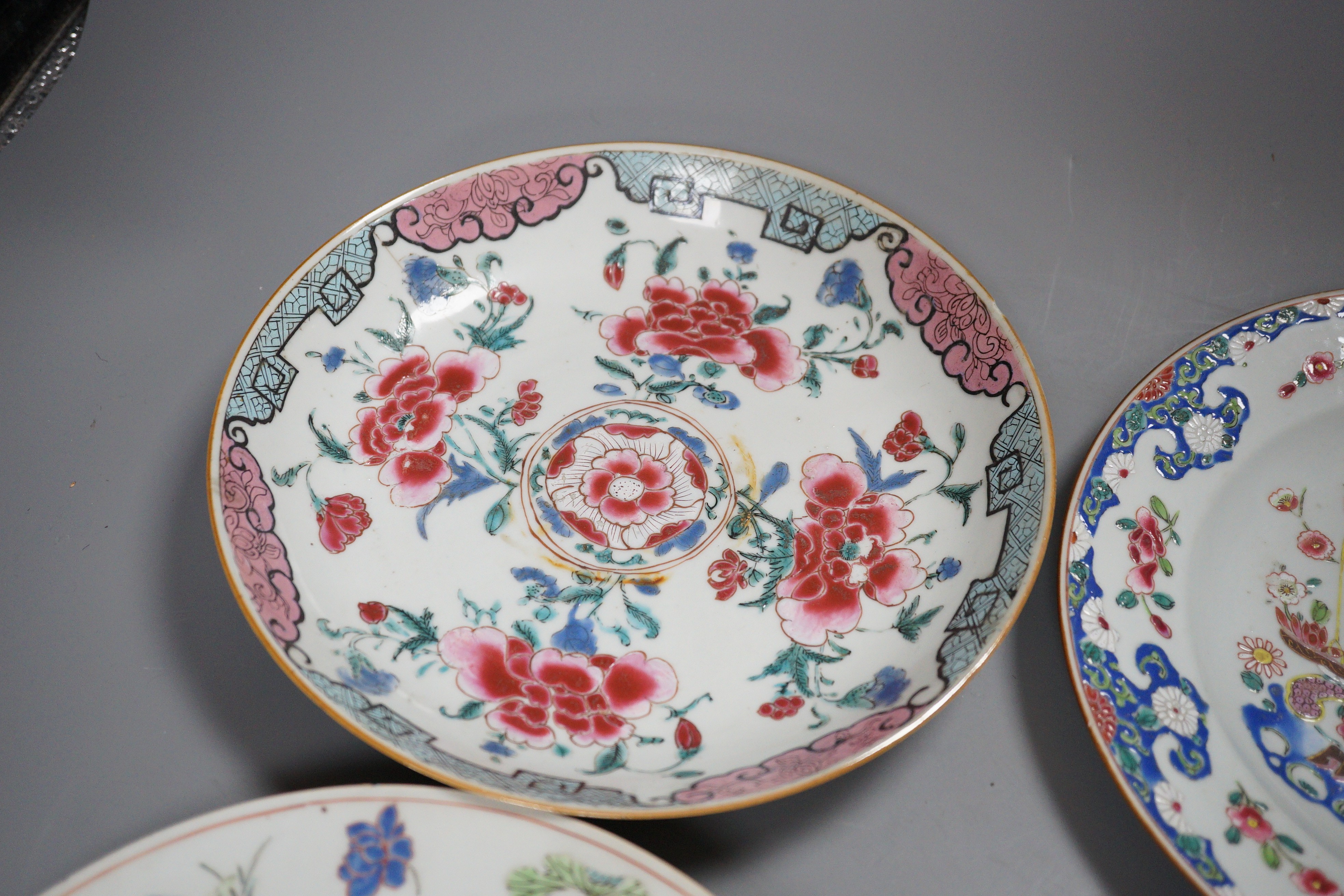 A pair of 18th century Chinese export plates and two others